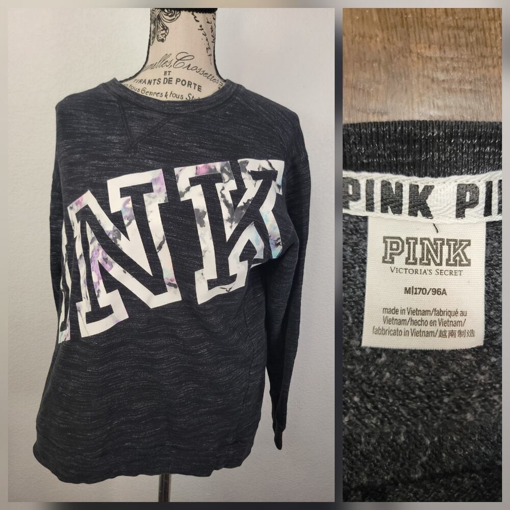 Victorias Secret Pink Sweater Womens Medium Multicolor Spellout Y2K 90's